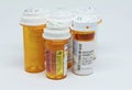 Six perscription pill bottles Royalty Free Stock Photo