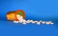Opioid Crisis - Open Bottle of Prescription Painkillers. Chemist, doctor. Royalty Free Stock Photo