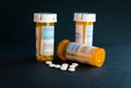 Opioid Crisis - Open Bottle of Prescription Painkillers. Medicare, overdose. Royalty Free Stock Photo