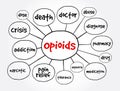 Opioids mind map, concept for presentations and reports