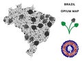 Opium Drugs Brazil Map Collage