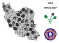 Opium Drugs Iran Map Composition