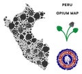 Opium Drugs Peru Map Composition