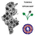 Opium Drugs Tunisia Map Collage