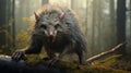 Hyper-realistic Sci-fi Rat On Branch In Forest