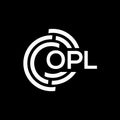 OPL letter logo design on black background. OPL creative initials letter logo concept. OPL letter design Royalty Free Stock Photo