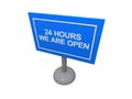 Opn 24 hours sign