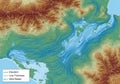 opographic map of Eastern Europe showing elevation and wind Royalty Free Stock Photo
