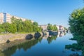 Summer view on Mlynowka canal in city center of Opole Royalty Free Stock Photo