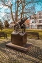 the Monument to Defend Your Opole with a cannon and a soldier