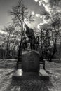 the Monument to Defend Your Opole with a cannon and a soldier