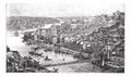 Oporto City, Portugal, vintage engraving