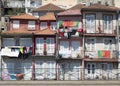 Oporto houses with hanging clothes Royalty Free Stock Photo