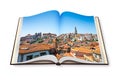 Oporto panoramic view on opened photobook isolated on white back