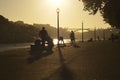 Porto city, Portugal. People fishing in the river Duero