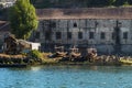 Oporto, Portugal - july 2016: Wooden Slipway and Rabelo Boats on the Bank of the River Douro - Porto, Portugal