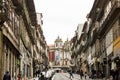 Oporto, Portugal: Madeira street with Santo Ildefonso church at the bottom
