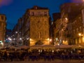 Oporto Ribeira square night view.