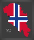 Oppland map of Norway with Norwegian national flag illustration
