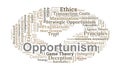 Opportunism Word Cloud. Core Concepts of Strategic Self-Interest and Ethical Conduct Royalty Free Stock Photo