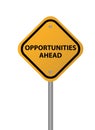 Opportunities ahead, bright orange road sign, vector illustration