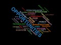 OPPORTUNITIES - word cloud wordcloud - terms from the globalization, economy and policy environment