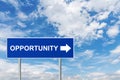 Opportunity on blue road sign Royalty Free Stock Photo