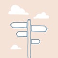 Opportunity crossroads abstract concept. Pathway pole with pointers metaphor. Royalty Free Stock Photo