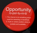 Opportunity Definition Button Showing Chance Possibility Or Care Royalty Free Stock Photo
