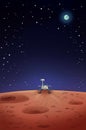 Opportunity exploration rover on Mars. Comic style poster Royalty Free Stock Photo