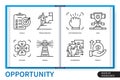 Opportunity infographics linear icons collection