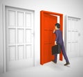 Opportunity Knocks at the door of chance and good luck - 3d illustration Royalty Free Stock Photo