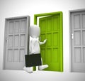 Opportunity Knocks at the door of chance and good luck - 3d illustration Royalty Free Stock Photo