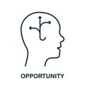 Opportunity Line Icon. Idea for Career Development in Human Head Linear Pictogram. Psychological Cognition Outline Sign