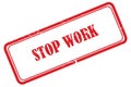 stop work stamp on white