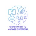 Opportunity to answer questions blue gradient concept icon