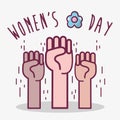 Oppose hands up to womens day celebration