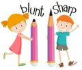 Opposite adjectives with blunt and sharp