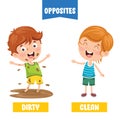 Opposite Adjectives With Cartoon Drawings Royalty Free Stock Photo