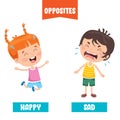 Opposite Adjectives With Cartoon Drawings Royalty Free Stock Photo