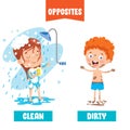 Opposite Adjectives With Cartoon Drawings Royalty Free Stock Photo