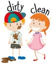 Opposite adjectives dirty and clean Royalty Free Stock Photo