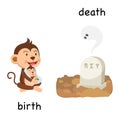 Opposite birth and death illustration