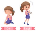 Opposite English Words cry and laugh