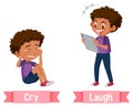 Opposite English Words cry and laugh