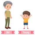 Opposite English Words old and young Royalty Free Stock Photo