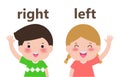 Opposite left and right, Girl on the left and boy on the right on white background illustration vector. Royalty Free Stock Photo