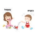Opposite words angry and happy Royalty Free Stock Photo