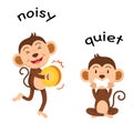 Opposite words noisy and quiet vector