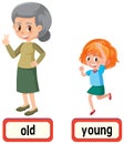 Opposite words for old and young Royalty Free Stock Photo